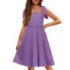 Children's Dress Without Cuffs Pocket Square Collar Casual Style Solid Color Dress
