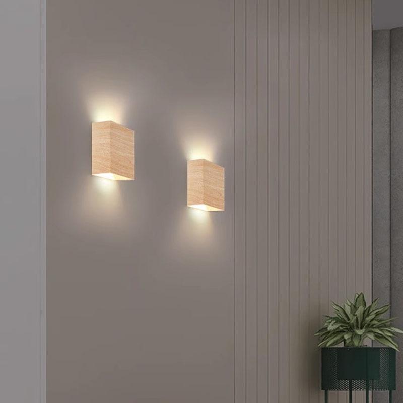 Nordic Wall Lamp Led Up Down Warm Light For Living Room Bedroom Aisle Wall Decor Wood/Walnut Corridor Sconce Decorative Fixture