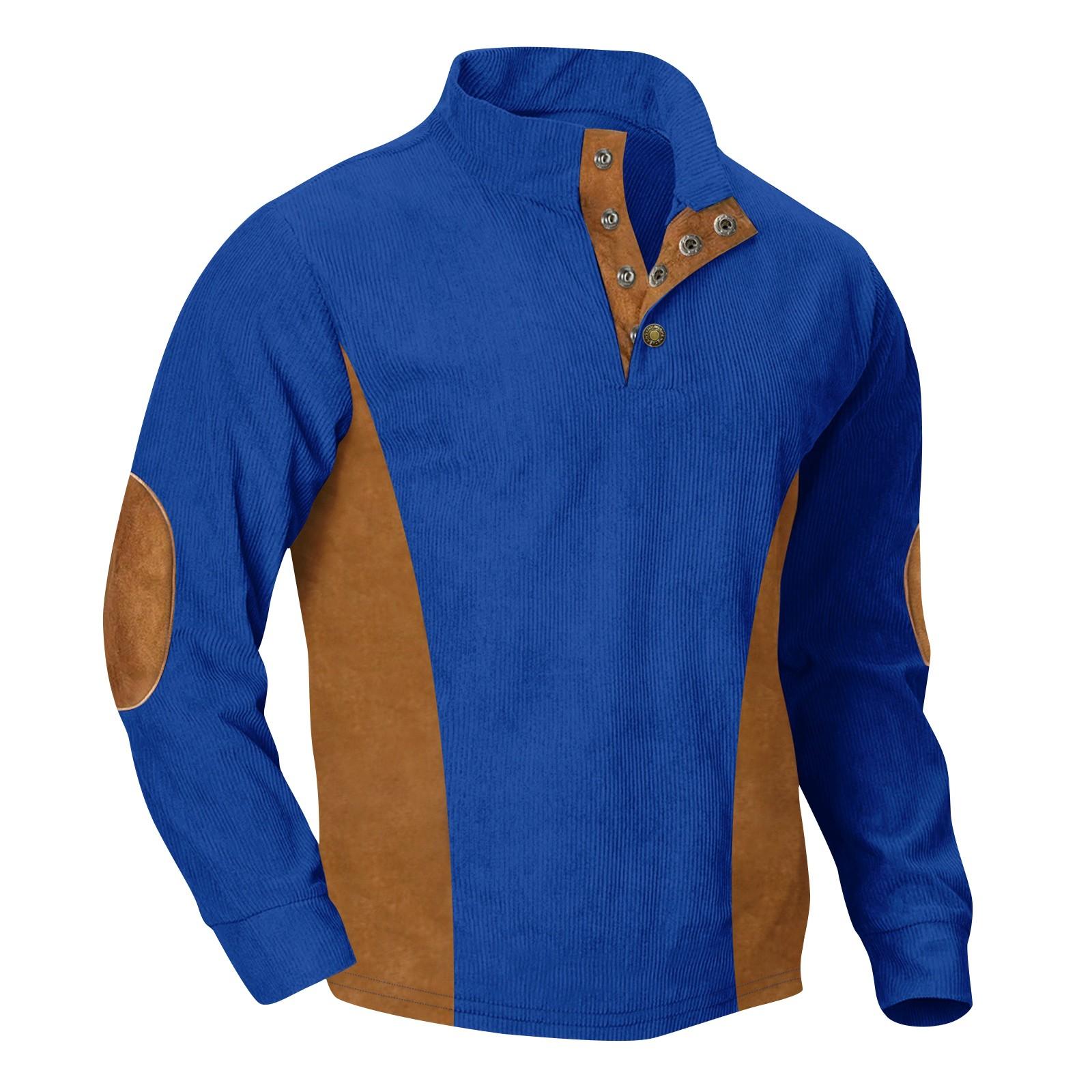 

Мужская повседневная вельветовая толстовка с воротником-стойкой и длинными рукавами в полоску XXXL синий