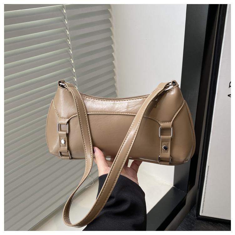 

Однотонная простая сумка-багет женская 2025 новая модная нишевая дизайнерская сумка на плечо универсальная повседневная сумка подмышку хаки