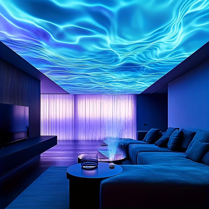 Water Ripple Remote-Controlled Projection Night Light Ambient Lighting, Modern Simplicity, USB Powered, Geometric Design