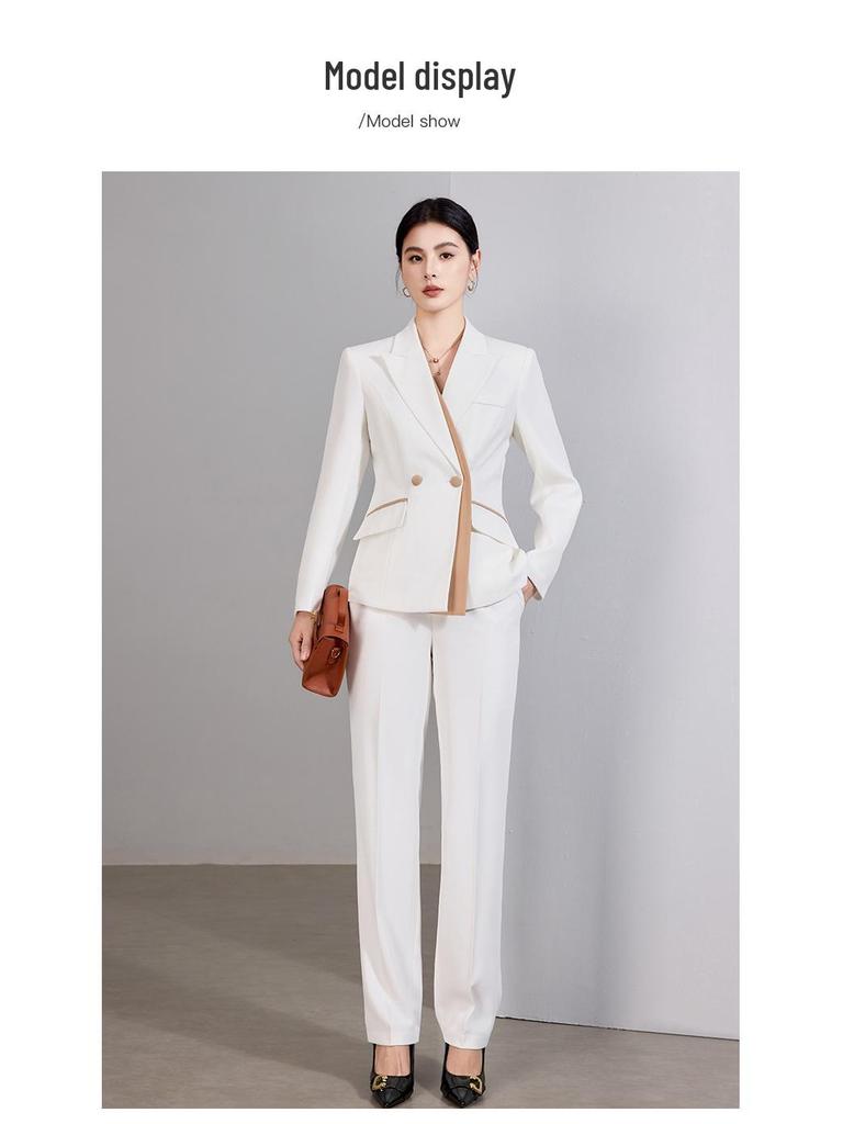 Premium Pink Women's Suit Set: Two-Piece Pants and Skirt for Spring, Autumn, and Winter - Professional Attire
