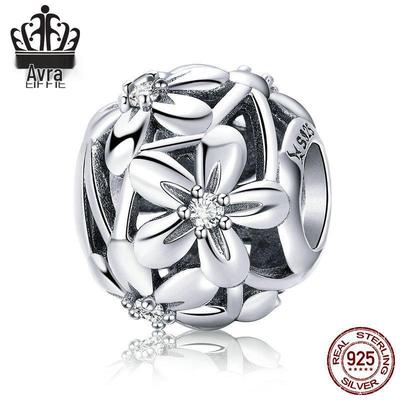 S925 Silver Flower-Shaped Oil Drop Bead Accessory SCC729