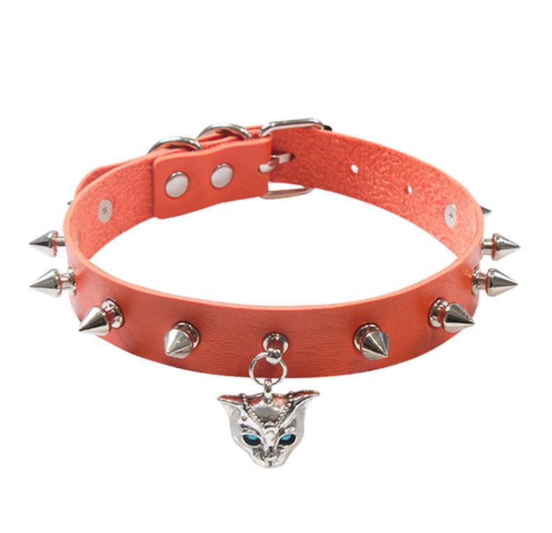 Goth Punk Nieten Nieten Choker Halsband Für Frauen Steampunk Katzenkopf Halskette Emo Halsband Cosplay Chocker Gothic Accessoires