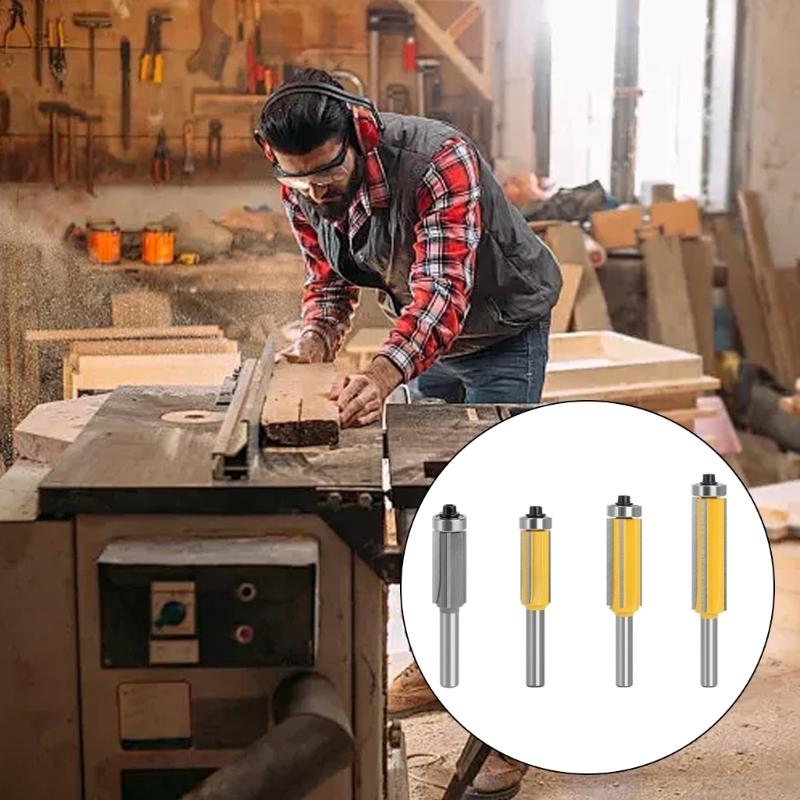 Professional Wood Trimming Router Bit 4 Flute Design High Durability Blade Enhancing Stability for Precise Wood Cutting