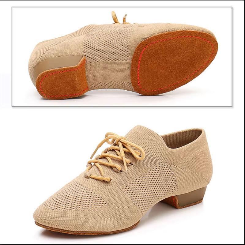 Jazz Dance Shoes Women Line Dancing Shoes Soft Bottom Woman Dance Sneakers Casual Slippers Mesh Knitted Slightly Small, Fits Like A Size Up