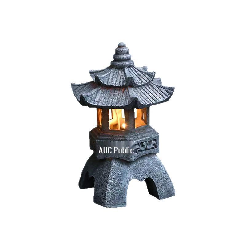 Solar Zen Style Stone Pagoda Lantern for Garden Decoration & Landscape Lighting