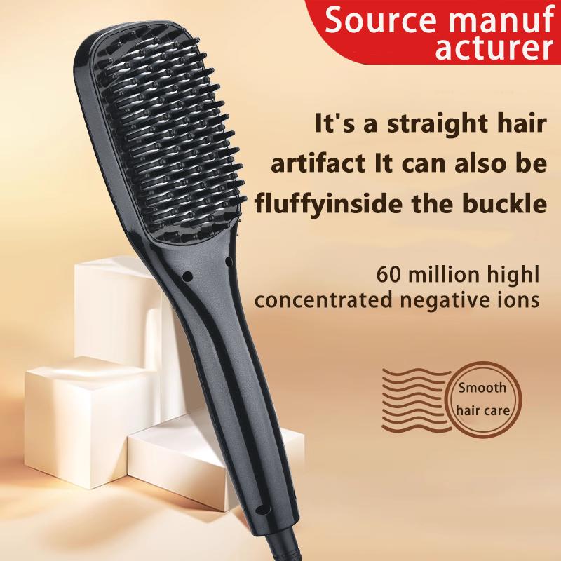 Electric Negative Ion Nylon Hair Straightener Brush for Styling Without Lines Wireless and Gentle On Hair