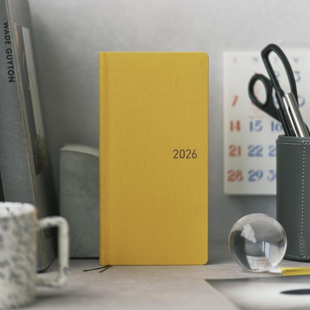 Hobonichi Techo 2026 Weeks MEGA Colors Full Moon Yellow Weekly Planner January Start Slim Vertical Left 215 Pages Grid Memo