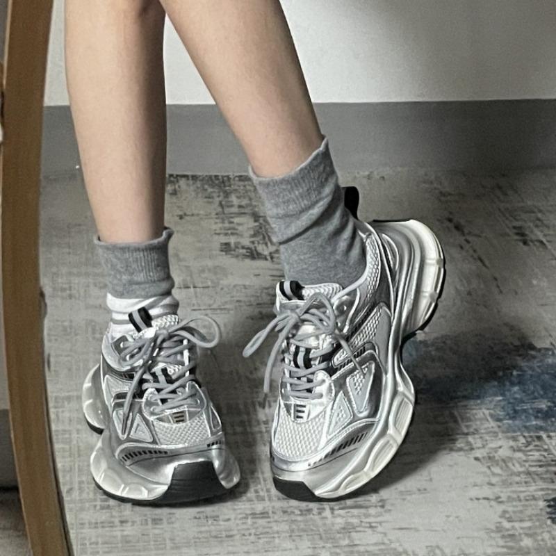 Dad shoes women's shoes new summer versatile feet small silver thick-soled lightweight casual sports shoes