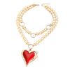 Chunky Chain Statement Necklace Gold Color Heart Pendant Necklace Earrings Jewelry Set  Casual Wear