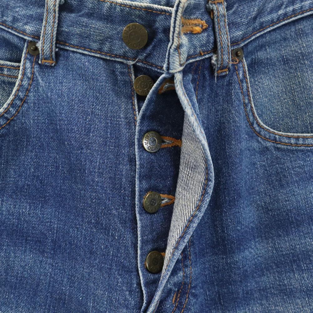 Kenzo 90s Made In Japan Old Denim Pants 76 Blue JEANS Button Fly Men's Used