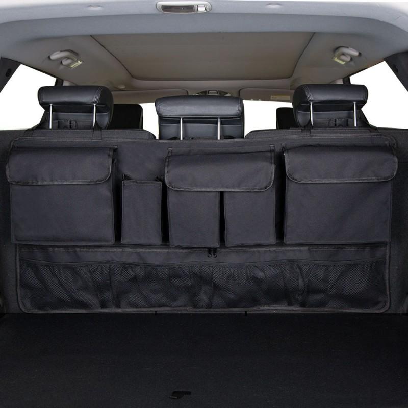 Car Trunk Organizer Bag Oxford Fabric Backseat Hanging Storage Net Pouch SUV Van With Zipper Handle