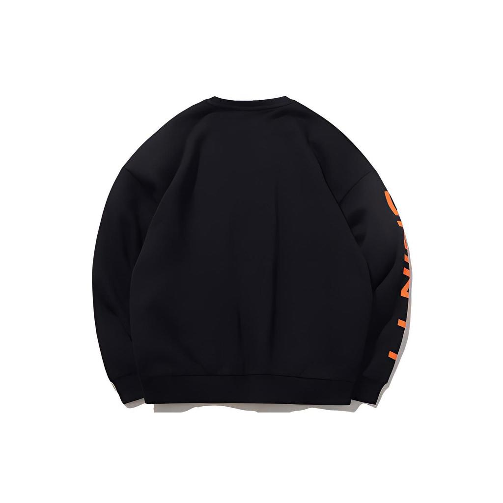 Li Ning Fleece Lined Casual Crew Neck Sweatshirt Men Sweatshirt Black AWDP932-32