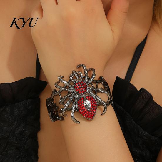 Glänzendes Strass-Spinnen-Armreif Vintage Armband, Gothic Punk Verstellbares Stretch-Armreif Personalisierbares Tägliches Accessoire für Männer Frauen, Mysteriöses Halloween