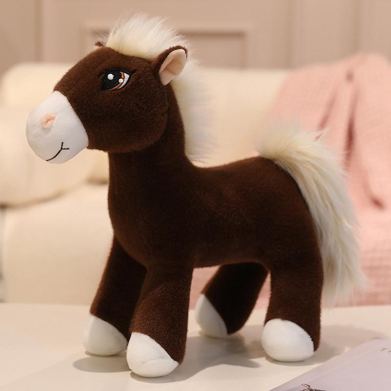 Big Eyes Horse Plush Toy Lifelike Standing Posture Horse Doll High Quality Stuffed Animal Toy Classic Birthday Gift For Kids