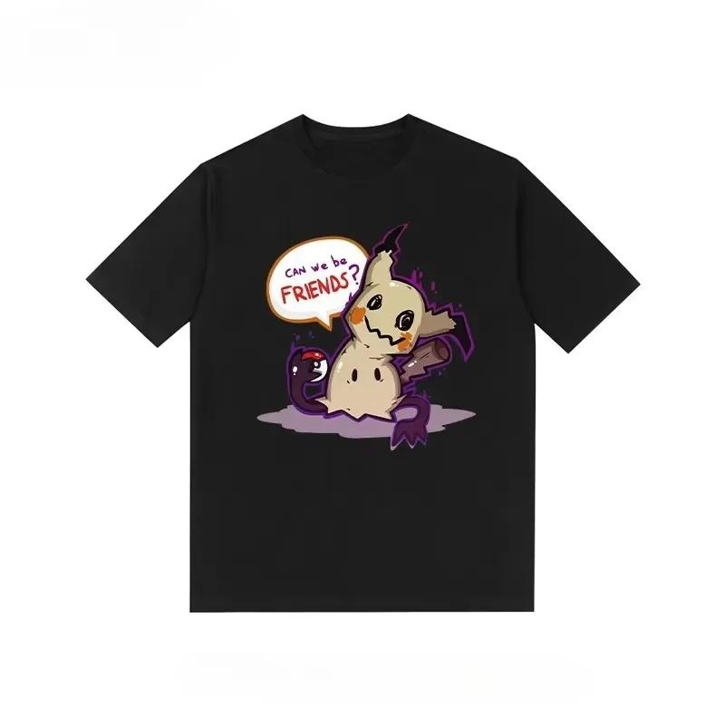 

Pokémon Surrounding Mimikyu Cartoon Print Tshirt Mens and Womens Summer New Y2K Loose Casual Harajuku Shortsleeved Top S
