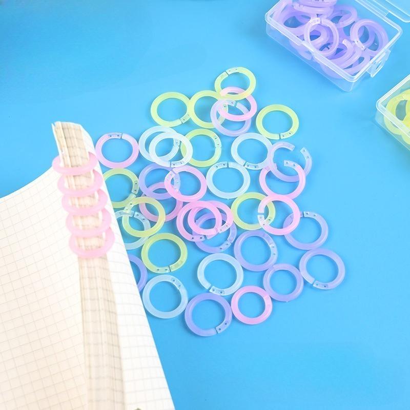 20pcs/box Colorful Loose Leaf Binder Rings Plastic Detachable Binding Buckles DIY Notebook Office File Organizer Accessories