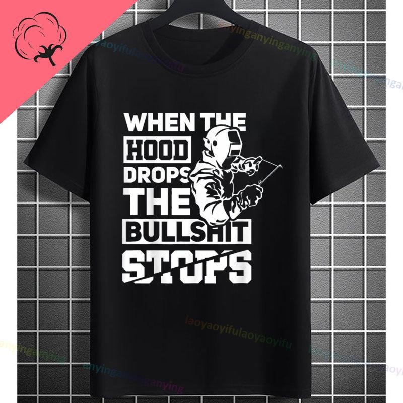 UnisexS Welder Graphic TShirt God Guides My Hands Fashion Shortsleeve Pure Cotton Oneck Casual Humor Style Tshirt