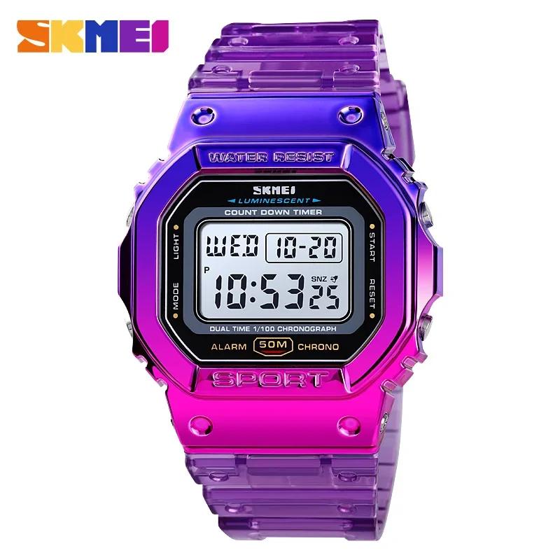 Skmei Electroplated Case Transparent Strap Lady Women Digital Wristwatch Shockproof Reloj Mujer Fashion Cool Girls Watches 1622