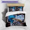 3pcs Custom Name Attack On Titan Bedding Set Duvet Cover Closure Includes 1 Duvet Cover & 2 Pillowcases for All Seasons Bedroom Decor