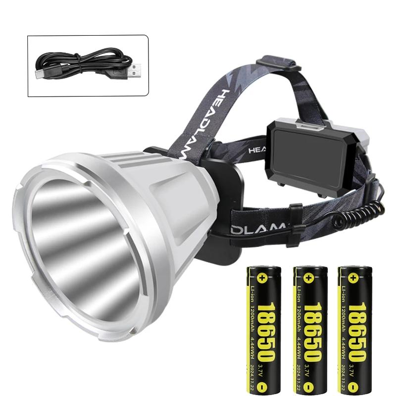 Super Bright LED Headlamp Type C Rechargeable High-power Headlights High Outdoor Emergency Head Flashlight Camping Fishing Lamp
