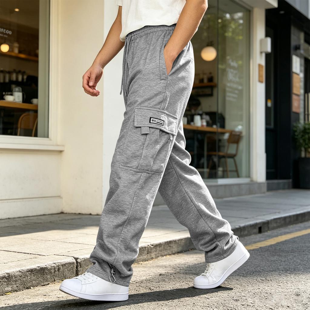 Men's Casual Loose Fit Cargo Pants with Multiple Pockets