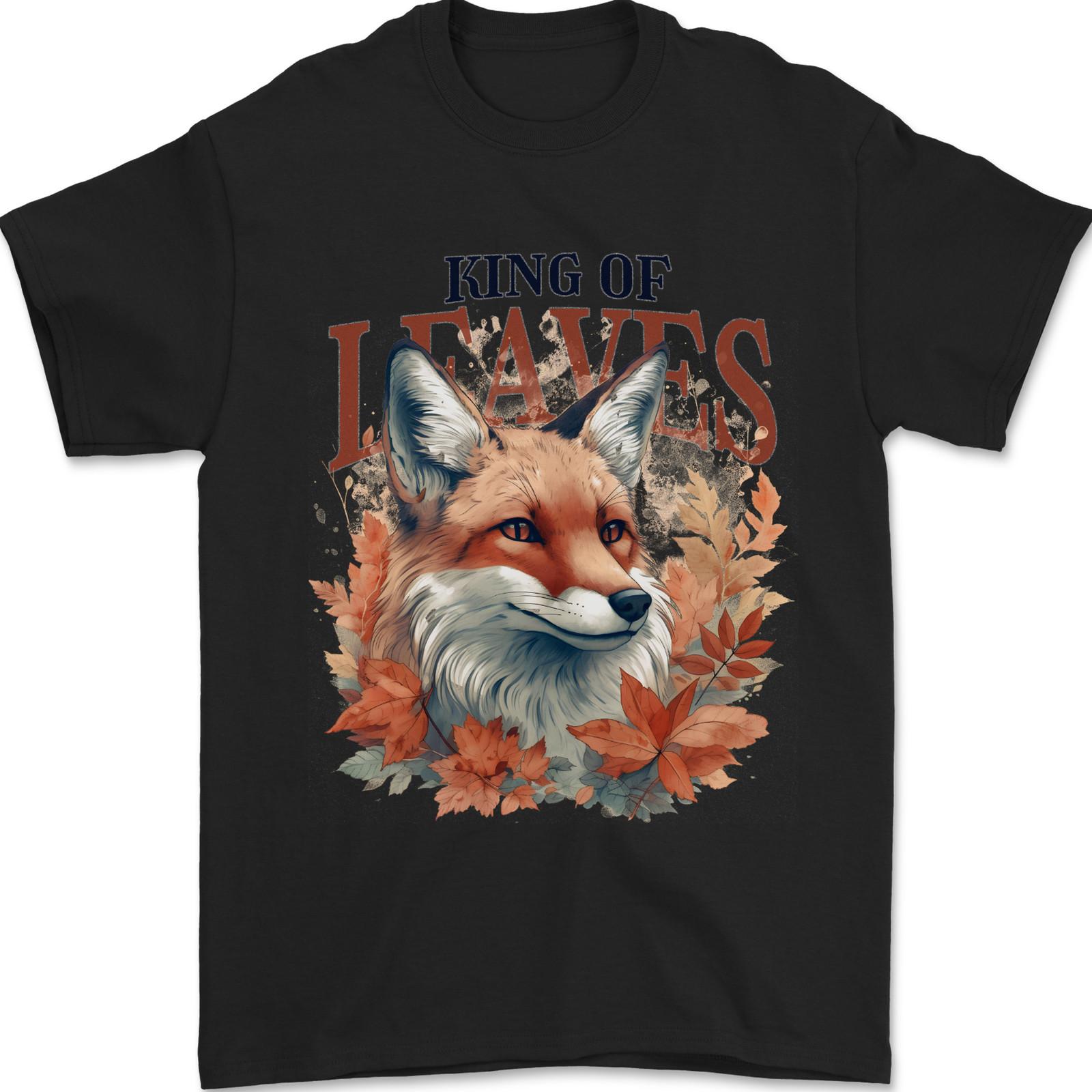 Fox King of Leaves Mens T-Shirt 100% Cotton M