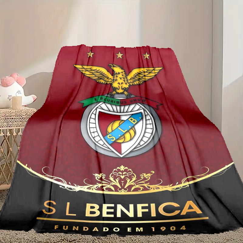 1pc SL Benfica Blanket, Home Printed Throw Blanket - Soft Blanket Gift for Family, Washable Sofa Bed Blanket