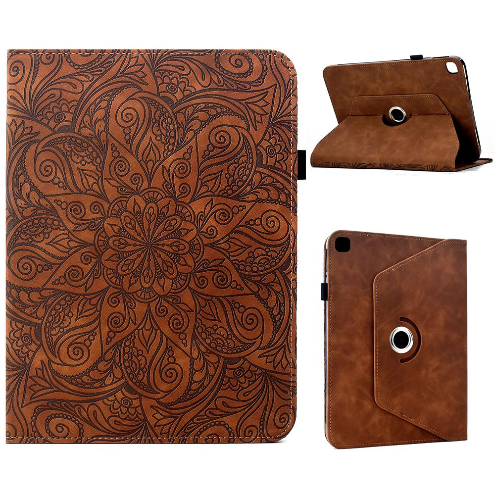 Leather Case for iPad 10.2 (2020)/(2019)/iPad Air 10.5 inch (2019)/Pro 10.5-inch (2017) Card Slots Rotary Stand Mandala Flower Tablet Cover