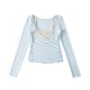 2026 Summer French Lace Camisole & V-Neck Slim Fit Sheer Long Sleeve Sun Protection Women's Two-Piece Set