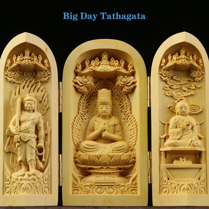 Dřevořezba Bůh bohatství Guanyin sochy a figurka Skládací přenosný Domov Místnost Kancelář Bohatství Štěstí Feng Shui Dekor