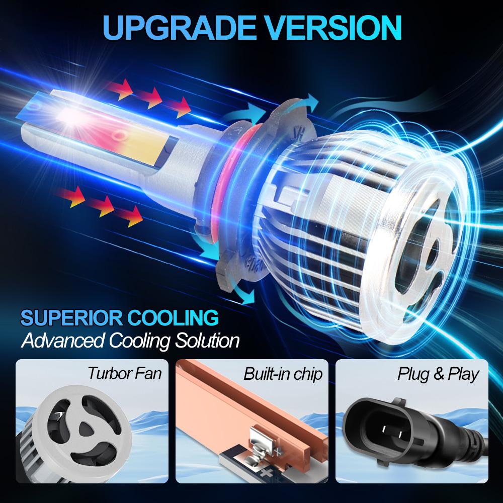 9005 9006 Cooling System 30000LM Car LED Headlight Bult in Driver High Quality 3570 CSP Chips LED Bulbs