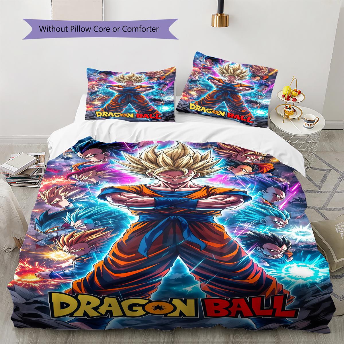 

Постільна білизна з візерунком DRAGON BALL, Комплект ковдри, Підковдра, Наволочка, Домашній подарунок на день народження (1 * підковдра + 2 * наволочка, без наповнювача) 135x200cm