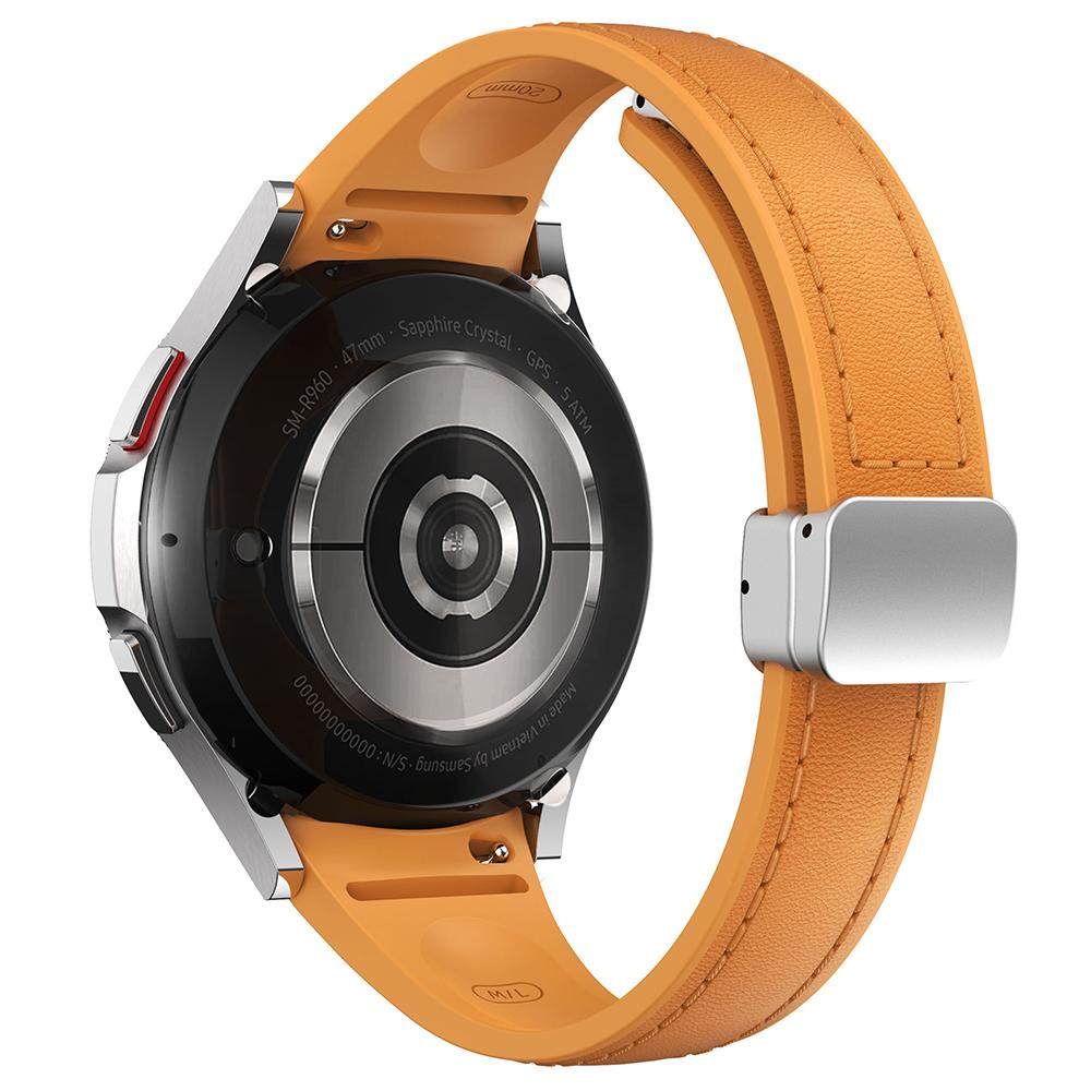 For Samsung Watch FE 40mm/Watch4 Classic Active/Watch 5/Watch6 Classic Magnetic Buckle Leather+Silicone Strap
