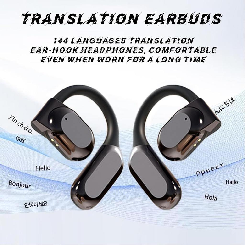 Ai Translating Earbuds, Two Way Translator Ear Buds Device in Real Time for iOS & Android, Wireless Bluetooth 144 Languages Translation Pods Over-Ear