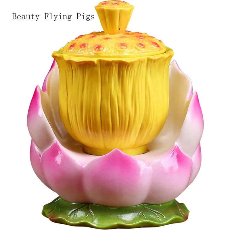 10,5 x 7,8 cm High-End-Keramik-Lotus-Vorratsbecher, Wasserreinigungsbecher, Guanyin-Haushalts-Buddha-Halle, Buddha-Utensilien und Ornamente