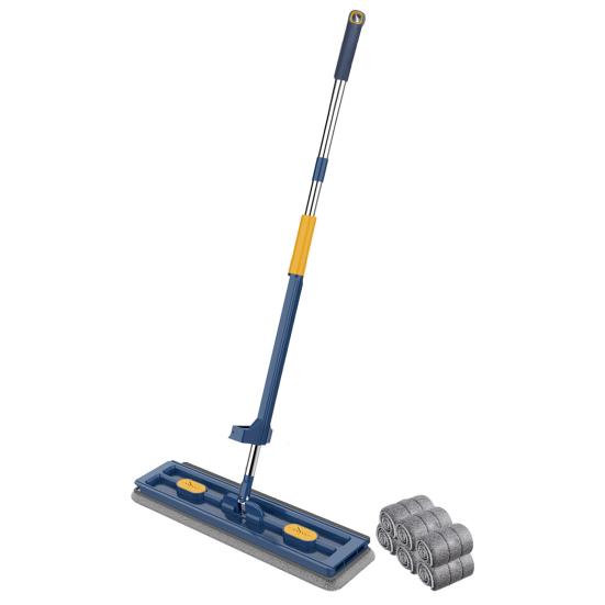 1 Set Mop Set with 6 Microfiber Pads 360 Degree Rotation Large Flat Head Wet And Dry Use Long Handle Drainage Scraper Multi-Purpose Floor Cleaning Kit