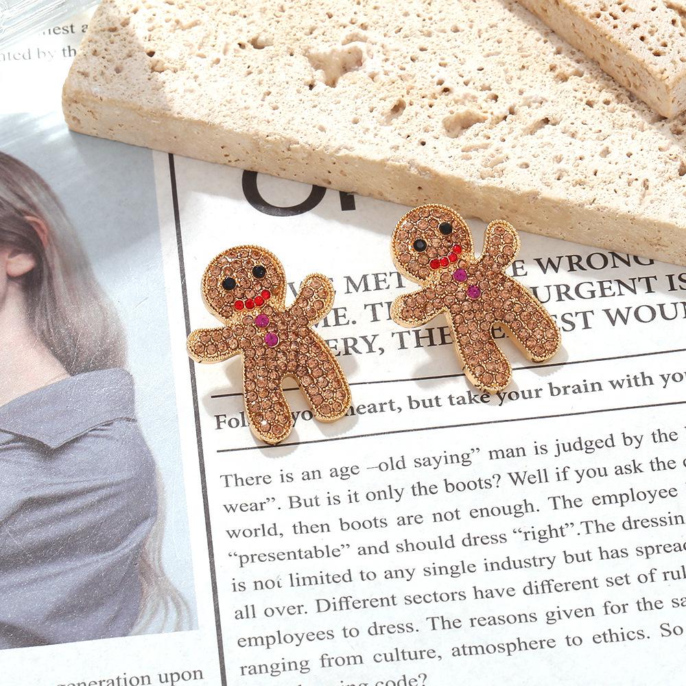 2025 New Christmas Sweet Cute Metal Christmas Gingerbread Man Earrings