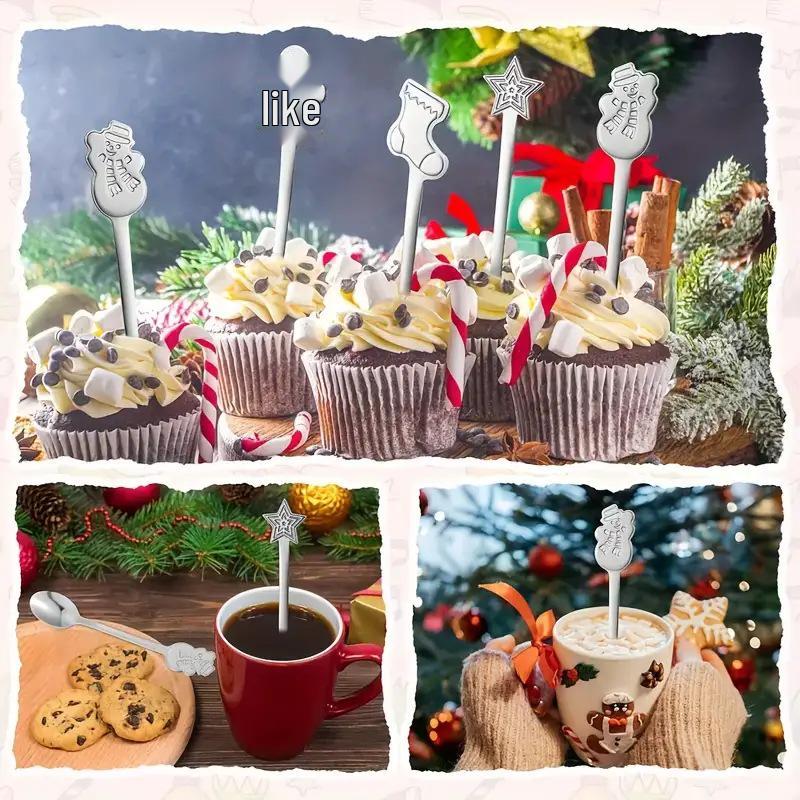 Stainless Steel Christmas Cartoon Coffee & Dessert Spoon Set