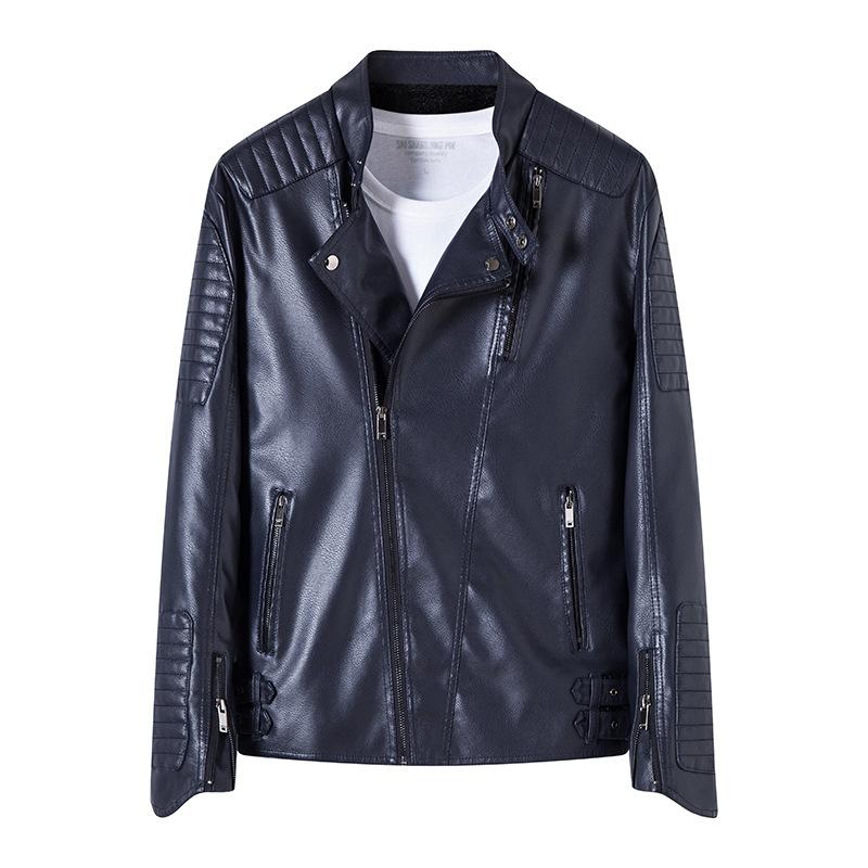 Autumn and Winter Men's Leather Jacket Leather Jacket Locomotive PU Leather Velvet Casual Handsome Jacket
