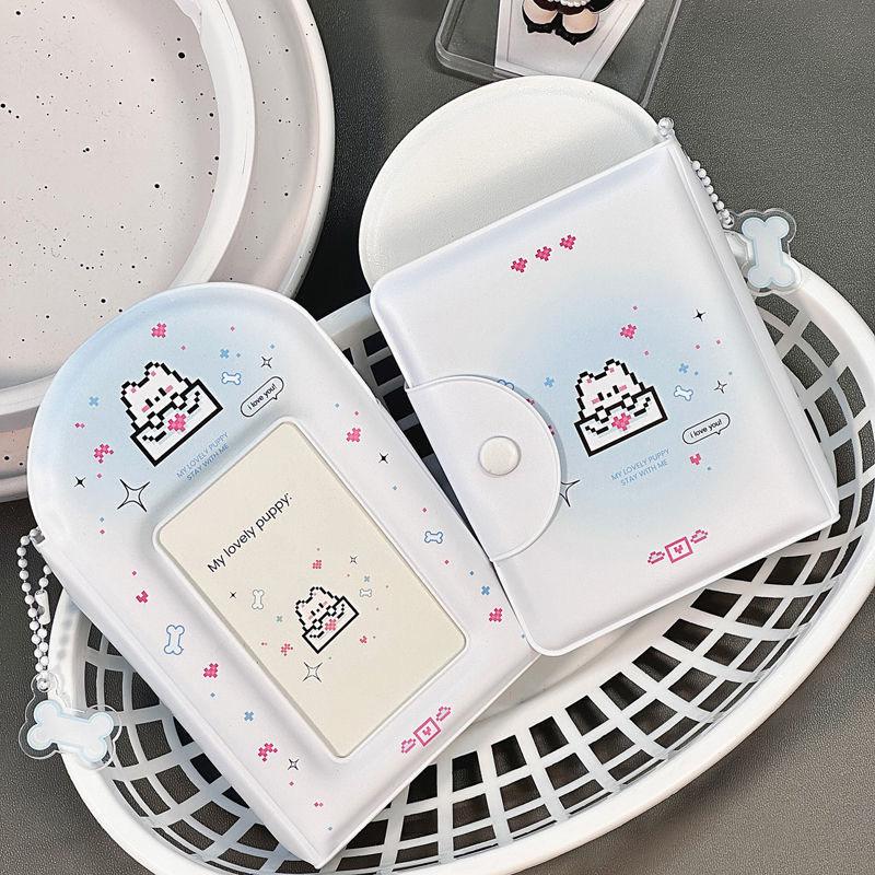 

Папка для фотокарточек щенка 3 дюйма Фотоальбом 32 слота Альбом для коллекции K-pop айдолов Книга для хранения открыток и ломо-карточек Фотоальбом