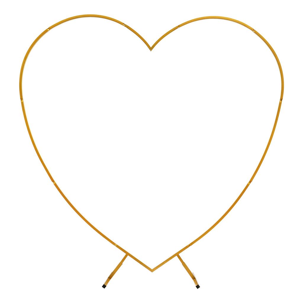 Gold Metal Wedding Heart Arch Stand, Heart Backdrop Stand, Love-Shaped Arch Rack Kit, Love Balloon Column Arch Frame with Base