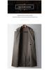 Men's Double-Breasted Drop Shoulder Wool Trench Coat - Wide Fit, 100% Wool, Autumn/Winter Casual Jacket