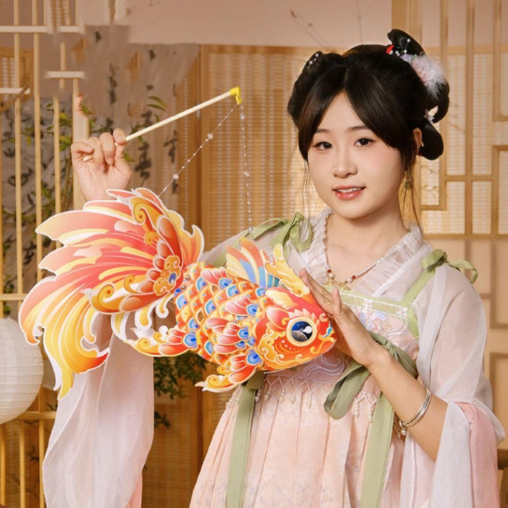 DIY Handcrafts Mid-Autumn Festival Lantern DIY Handmade Chinese Glowing Handheld Lantern  Kids