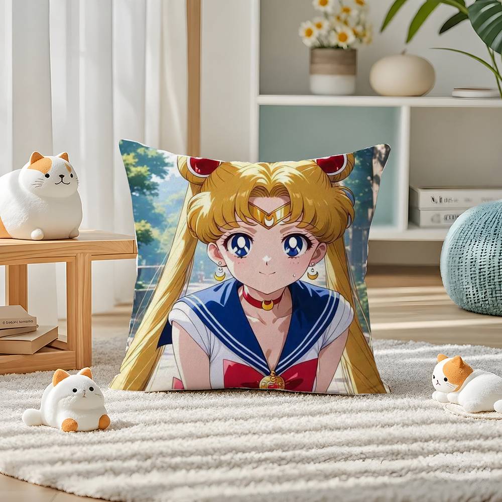 Sailor Moon Sailor Jupiter Anime Plush Pillow Cover Soft Short Plush Cushion Cover For Sofa Bedroom Home Decor Gift Decoration