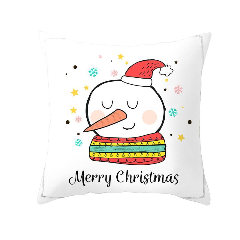 Cartoon Christmas Peach Skin Pillow Cover New Sofa Cushion Cover Square Cushion Pillow Cover