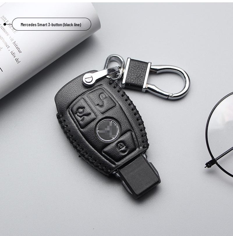 Mercedes Genuine Leather Key Case for GLK300, GLA260, B-Class, C-Class, S-Class, AMG - Includes Buckle.