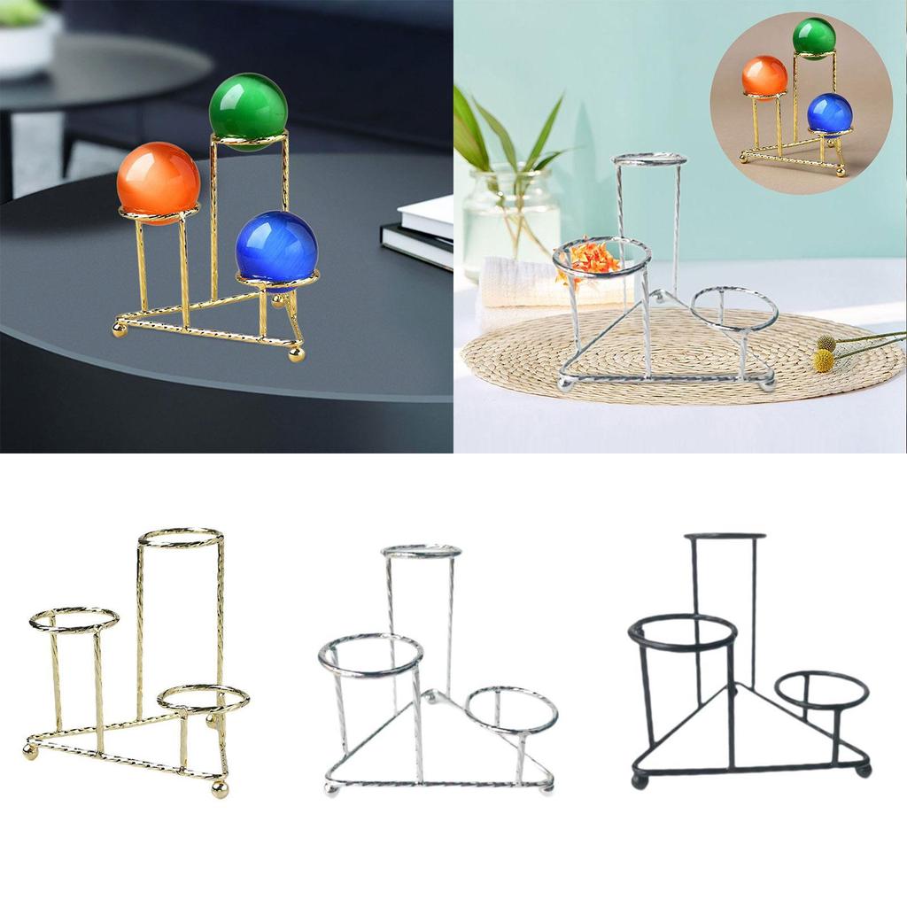 Crystal Ball Holder Seat Metal Sphere Stand for Showcase Bookcase Decoration