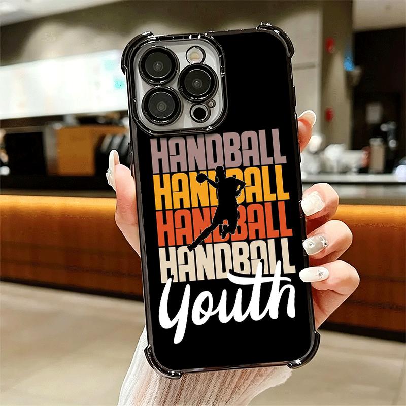 Handball Sport Plating Phone Case For Iphone 16 17 Pro Max Air 16E 14 15 Plus 12 13 Mini Anti-Fall Airabag Cover